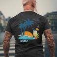 キューバ 熱帯の風景 ハバナ ギフト お土産 カリブ海 ヤシの木 冒険 メンズTシャツ バックプリント 高齢者への贈り物