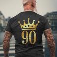 クラウン ナンバー90 ヴィンテージゴールデンイエロー 90歳の誕生日 メンズTシャツ バックプリント 高齢者への贈り物