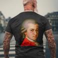 クラシック作曲家 ヴォルフガング・アマデウス・モーツァルト 1756-1791 メンズTシャツ バックプリント 高齢者への贈り物