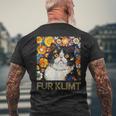 クリムト絵画の猫、猫好き、エキゾチックショートヘア、アーティスト メンズTシャツ バックプリント 高齢者への贈り物