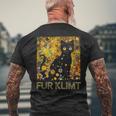 クリムト絵画の黒猫、猫好き、アーティスト美術学生 メンズTシャツ バックプリント 高齢者への贈り物