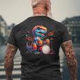 クールなt-Rex恐竜ドラマー音楽バンドデザイン。 メンズTシャツ バックプリント 高齢者への贈り物