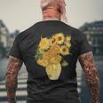 ゴッホ ひまわり 美的アート 鍬 絵画 グラフィック メンズTシャツ バックプリント 高齢者への贈り物