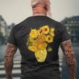 ゴッホのひまわりの現代美術の絵画 メンズTシャツ バックプリント 高齢者への贈り物