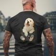 ゴールデンレトリバー ポケットに入った子犬 メンズTシャツ バックプリント 高齢者への贈り物