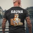 サウナauna さうな 整う アウトドア 焚火 おもしろ 犬 柴犬好き 柴犬 名言 文字 面白い ふざけた ネタ メンズTシャツ バックプリント 高齢者への贈り物