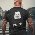 サモエド犬愛好家のためのポケットの中の面白いサモエド メンズTシャツ バックプリント 高齢者への贈り物
