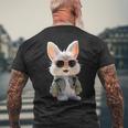 サングラスをかけたうさぎ 茶色のうさぎ かわいいうさぎ メンズTシャツ バックプリント 高齢者への贈り物