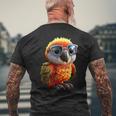 サングラスをかけたインコ コンゴウインコ オカメインコ かわいいインコ メンズTシャツ バックプリント 高齢者への贈り物