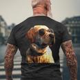 サングラスをかけたラブラドール・レトリバー 愛犬ラブラドール メンズTシャツ バックプリント 高齢者への贈り物