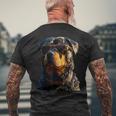 サングラスをかけたロットワイラー 愛犬自慢のロットワイラー メンズTシャツ バックプリント 高齢者への贈り物