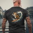 サーファー猫 サーフィン メンズTシャツ バックプリント 高齢者への贈り物