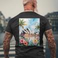 シドニーオペラハウスと南国の自然 メンズTシャツ バックプリント 高齢者への贈り物