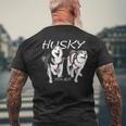 シベリアンハスキーパワーすごいかわいいハスキー メンズTシャツ バックプリント 高齢者への贈り物