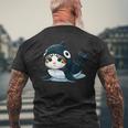 シャチの猫 コスチューム メンズTシャツ バックプリント 高齢者への贈り物