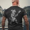 シュナウザー 演奏 ベース ギター ロックミュージック 犬好き メンズTシャツ バックプリント 高齢者への贈り物