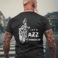 ジャズ・サックス レッツ・ジャズ・シング・アップlet's Jazz Thing Up メンズTシャツ バックプリント 高齢者への贈り物