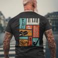 ジャズ音楽-レトロヴィンテージピアノジャズ メンズTシャツ バックプリント 高齢者への贈り物