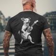 ジャック・ラッセル・テリア ギターを弾く ロックミュージック 犬好き メンズTシャツ バックプリント 高齢者への贈り物