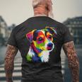 ジャック・ラッセル・テリア ブライトカラー ポップアート 愛犬家 メンズTシャツ バックプリント 高齢者への贈り物