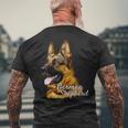 ジャーマンシェパード犬 愛国的なジャーマンシェパード警察犬 メンズTシャツ バックプリント 高齢者への贈り物