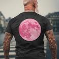 ストロベリームーンデザイン 満月 かわいいピンクムーン メンズTシャツ バックプリント 高齢者への贈り物