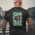 スピニングキャットミーム Oiiaoiia Uiia 猫 ブレインロットミーム メンズTシャツ バックプリント 高齢者への贈り物