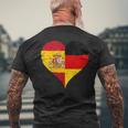 スペインとドイツのハーフaのかっこいい国旗 スペイン ドイツの国旗 Pain German Flag メンズTシャツ バックプリント 高齢者への贈り物