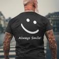 スマイルデザイン「ただスマイル」と言う言葉 メンズTシャツ バックプリント 高齢者への贈り物