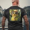セキセイインコは休暇中、面白い動物、面白いオウム メンズTシャツ バックプリント 高齢者への贈り物