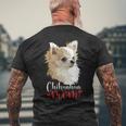チワワ ロングヘア チワワ ロングヘア ママ ママ 犬好き メンズTシャツ バックプリント 高齢者への贈り物
