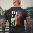 ドイツとセルビアのdna遺産フラグ メンズTシャツ バックプリント 高齢者への贈り物