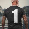 ナンバーワン 数字 1 プレーン ホワイト 数字 メンズTシャツ バックプリント 高齢者への贈り物