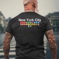 ニューヨーク市地下鉄の駅標識、ニューヨークの列車標識nyc。 メンズTシャツ バックプリント 高齢者への贈り物