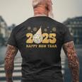 ハッピーニューイヤー 2025 家族 お揃い 花火 新年会 メンズTシャツ バックプリント 高齢者への贈り物