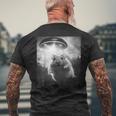 ハムスターを追うufo、クレイジーな動物、面白いハムスター メンズTシャツ バックプリント 高齢者への贈り物