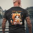 ハロウィン わがまま猫 ねこ ラーメン好き かわいい おもしろ マンガ メンズTシャツ バックプリント 高齢者への贈り物