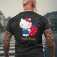 ハローキティ いちご ダークカラー メンズTシャツ バックプリント 高齢者への贈り物
