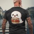ハンバーガーとかわいいおばけ メンズTシャツ バックプリント 高齢者への贈り物