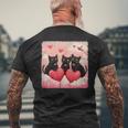 ハートのある黒猫 バレンタインデー アートペインティング メンズTシャツ バックプリント 高齢者への贈り物