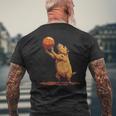 バスケットボール ドローイング バスケットボール 恋人 カピバラ 動物 アート メンズTシャツ バックプリント 高齢者への贈り物