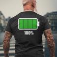 バッテリー100シャツ バッテリーハートフル充電バッテリーフル。 メンズTシャツ バックプリント 高齢者への贈り物