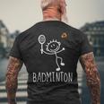 バドミントンプレーヤー バドミントンラケット シャトルコック バーディースポーツ メンズTシャツ バックプリント 高齢者への贈り物
