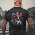 パリ I フランス 旅行 フランス エッフェル塔 フランス語 フランス語 メンズTシャツ バックプリント 高齢者への贈り物