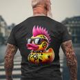 パンク アヒル アヒルの子 パンクロック 面白い 動物好き メンズTシャツ バックプリント 高齢者への贈り物