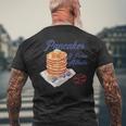 パンケーキとパニック発作 面白い メンタルヘルス 不安 メンズTシャツ バックプリント 高齢者への贈り物