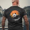 パンダ 森 ポートレート 動物好き 自然 グラフィック パンダ メンズTシャツ バックプリント 高齢者への贈り物