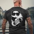 パンダとチューバ楽器チューブ メンズTシャツ バックプリント 高齢者への贈り物