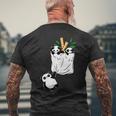 パンダのポケットに入ったパンダ メンズTシャツ バックプリント 高齢者への贈り物