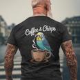 ヒップスター セキセイインコ コーヒー セキセイインコ メンズTシャツ バックプリント 高齢者への贈り物